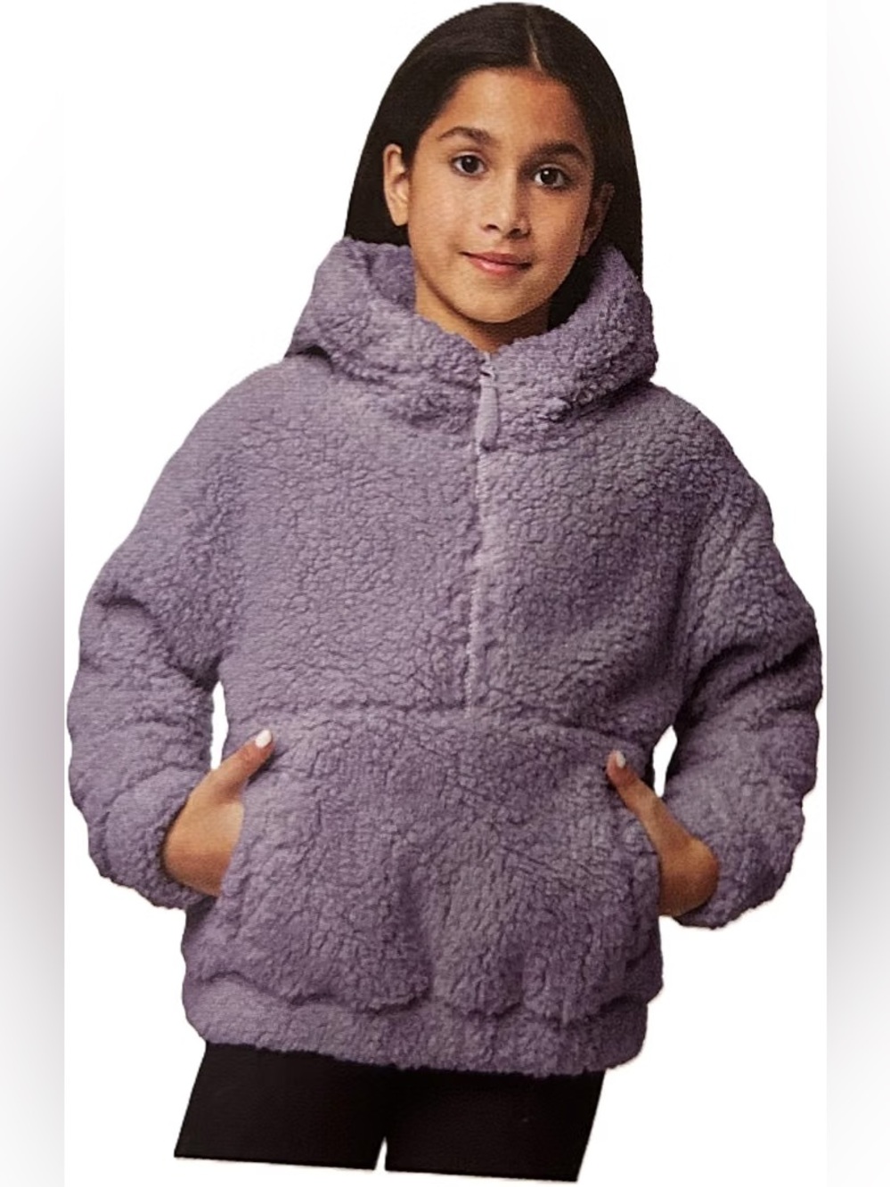 Mondetta Plush Lavender Sherpa Half-Zip Jacket